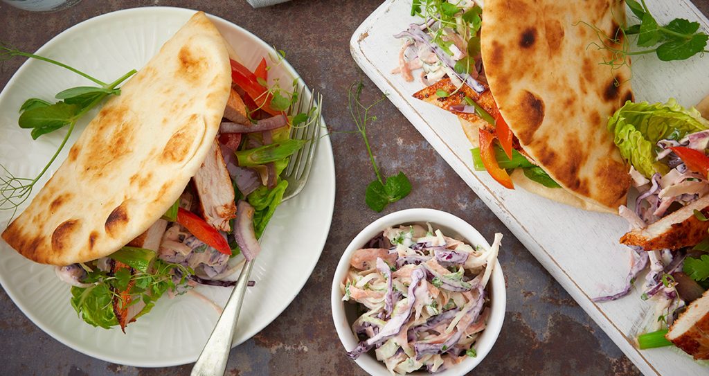 Chicken Gyros with Rainbow Slaw